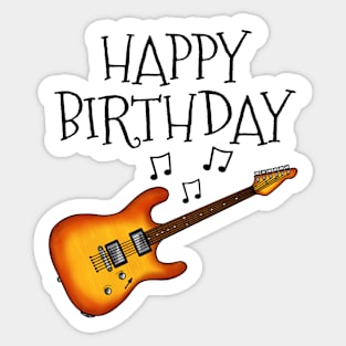 Electric Guitar Happy Birthday Guitarist Musician (Amber) Sticker